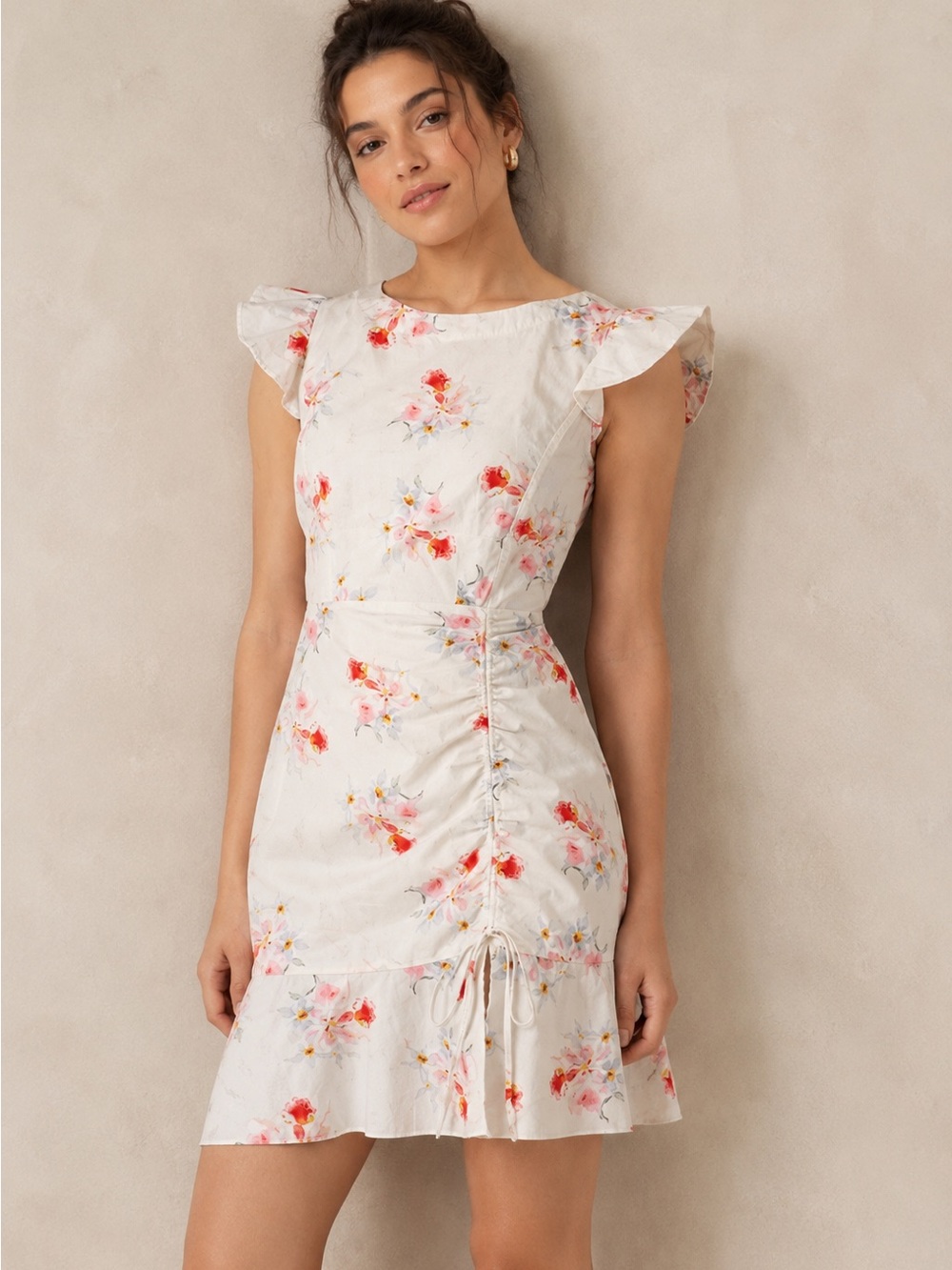 La Vie Rebecca Taylor Catrine Ruched Dress Floral Dress XL